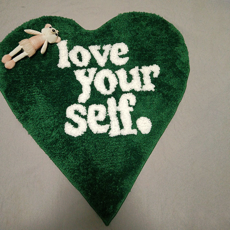 Green Heart Love Yourself Rug