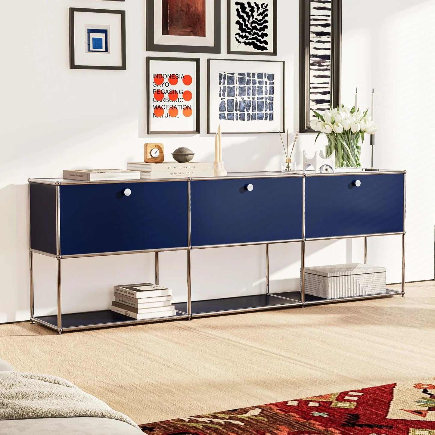 USM Haller Blue Modular Storage Cabinet Replica