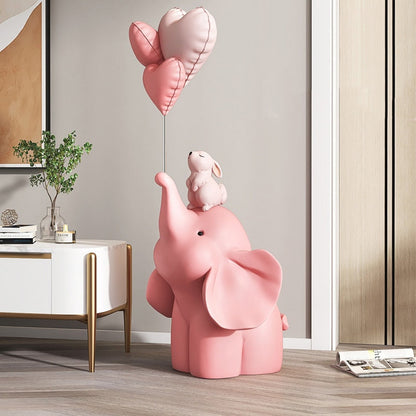 Elephant Bunny with Balloon Statue