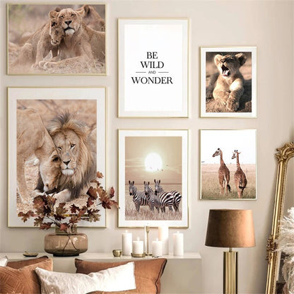 Animals in African Grassland Canvas Art