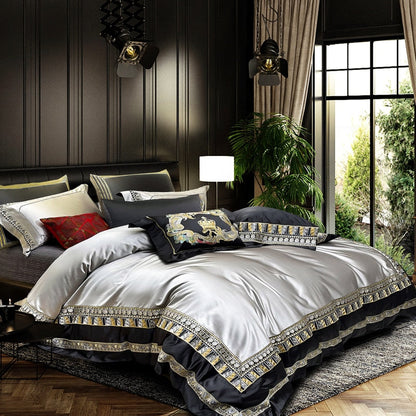 Charles Luxurious Silk Jacquard Duvet Cover Bedding Set