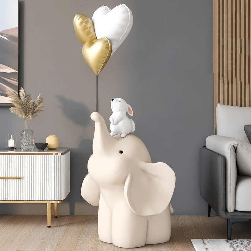 Elephant Bunny with Balloon Statue