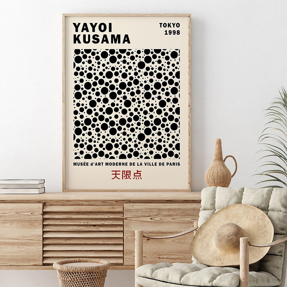 Yayoi Kusama Abstract Line Dots Canvas Art