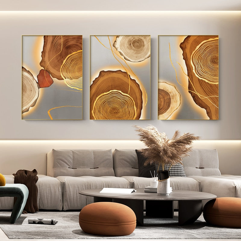 Abstract Gold Foil Annual Ring Canvas Art