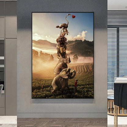 Stacking Animals Canvas Art