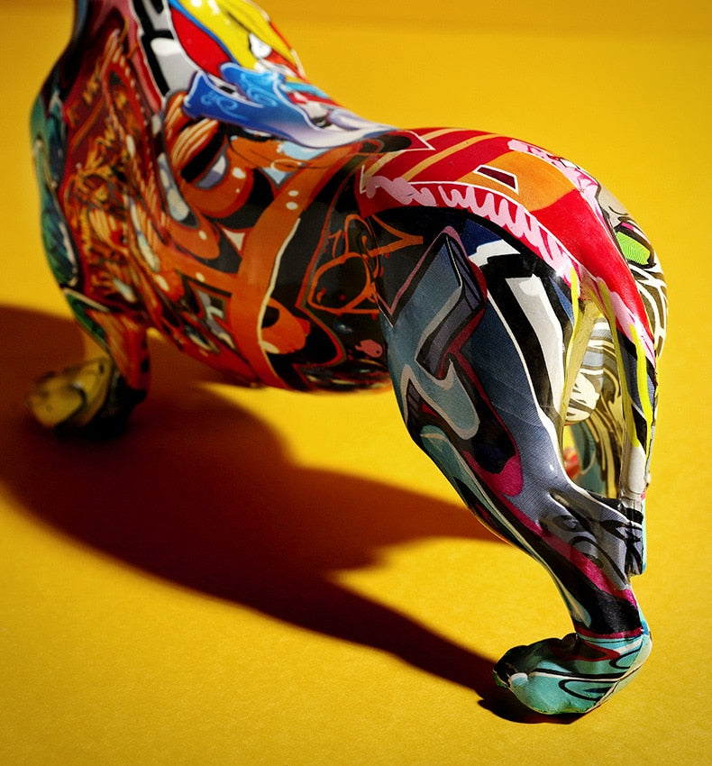 Graffiti Dachshund Resin Statue