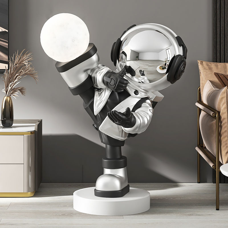 Astronaut Kick Statue with Light