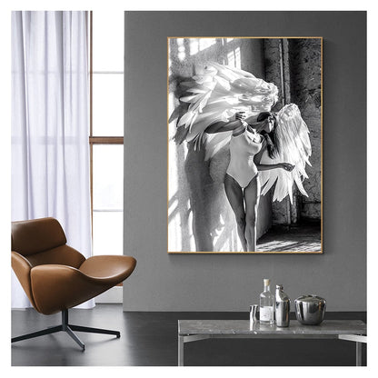 Black and White Sexy Angel Canvas Art