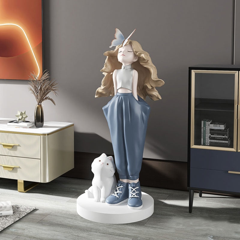 Girl Butterfly Large Floor Statue