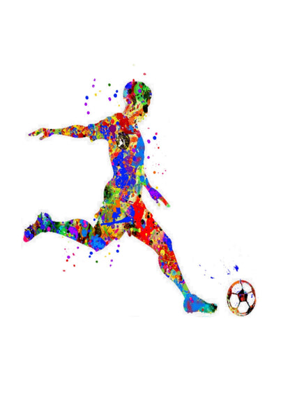 Boy Play Soccer Football Watercolor Sport Canvas Art