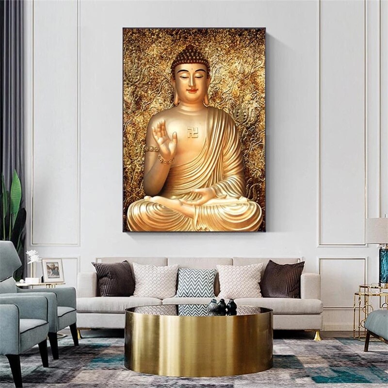 Luxurious Golden Buddha Statue Canvas Art