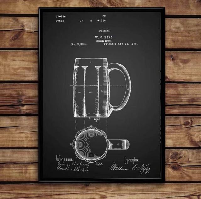 Bar Machine Retro Blueprint Canvas Art