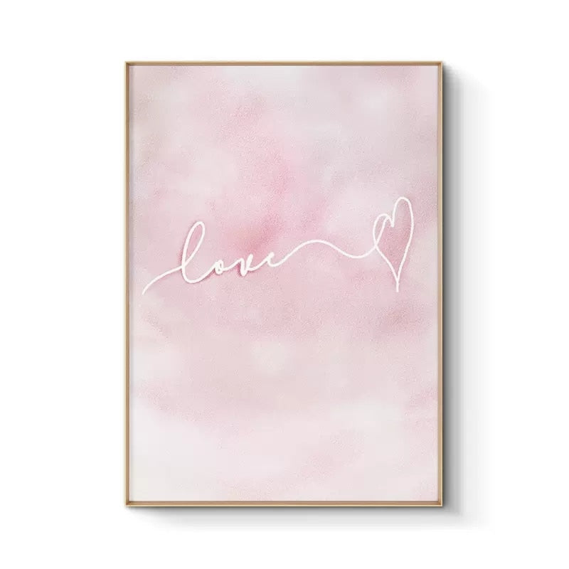 Pink Rose Heart Wall Art Canvas