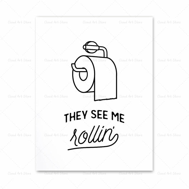 Funny Toilet Bathroom Wall Art Canvas