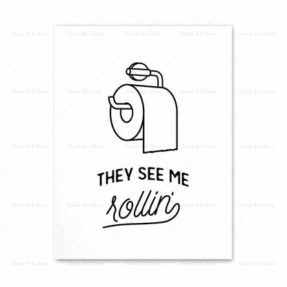 Funny Toilet Bathroom Wall Art Canvas