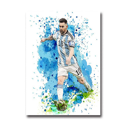 Watercolor Soccer Star Football Wall Art Canvas