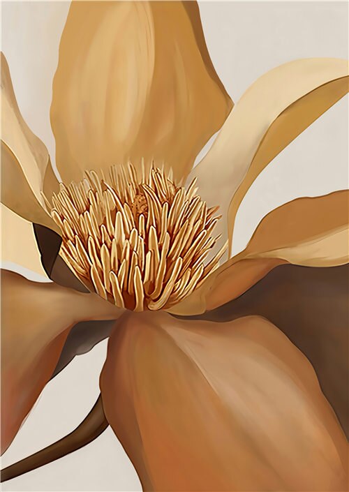 Beige Orange Peony Flower Canvas Art