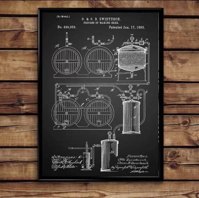 Bar Machine Retro Blueprint Canvas Art