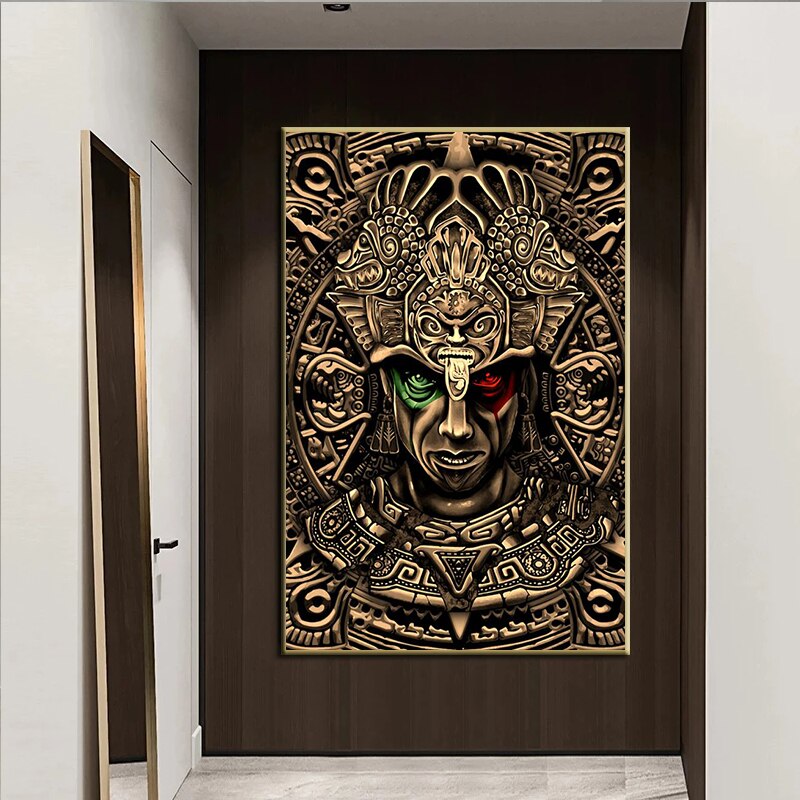 Bronze Aztec Canvas Art