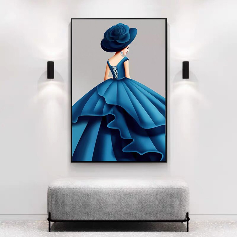 Noble Woman In Blue Dress Canvas Art