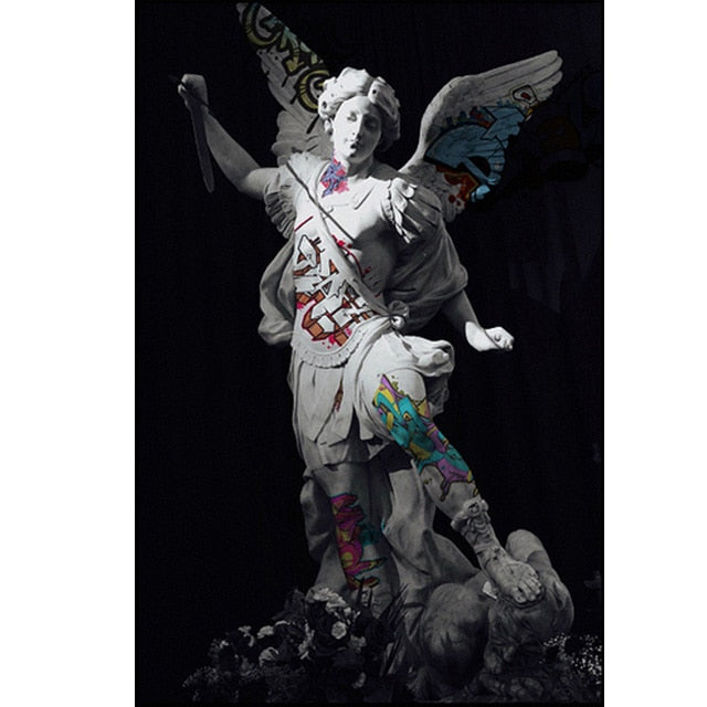 Greek Statue Graffiti Canvas Art