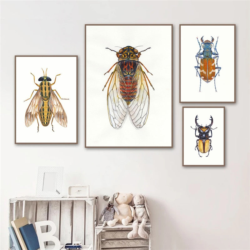 Beetle Insect Bee Nursery Room Canvas Art