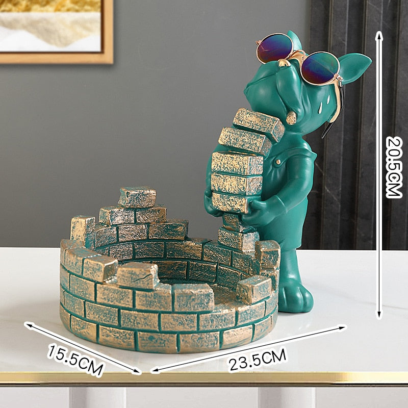 Builder French Bulldog Storage Statue