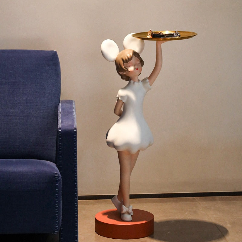 Waitress Statue with Tray