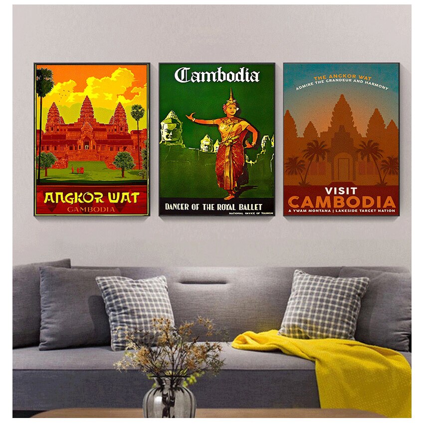 Cambodia Angkor Wat Khmer Travel Canvas Art