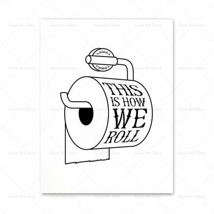 Funny Toilet Bathroom Wall Art Canvas