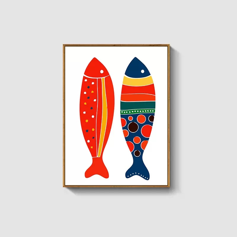 Abstract Watercolor Colorful Fish Canvas Art