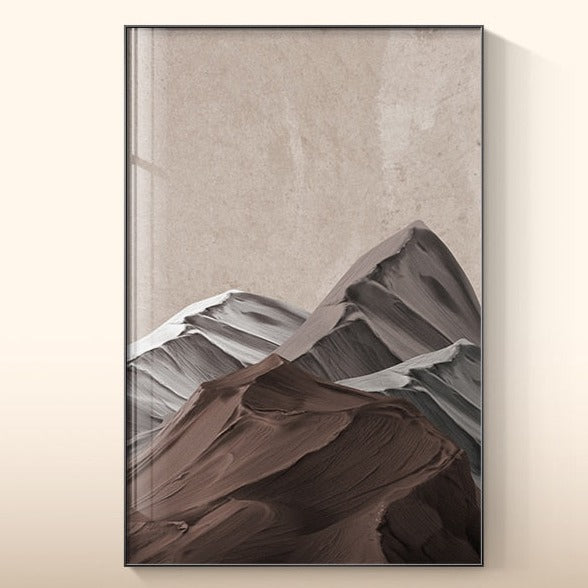 Abstract Brown Gray Mountains Canvas Art