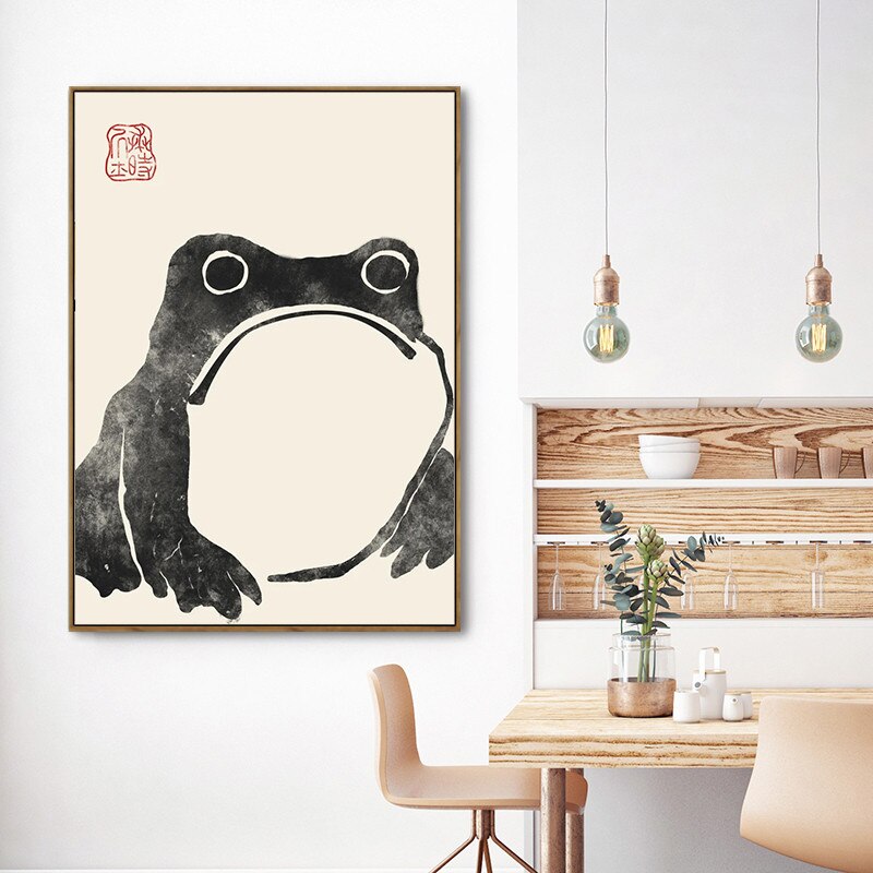 Japanese Frog Toad Wall Art Canvas