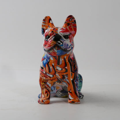 Graffiti Bulldog Dog Resin Statue