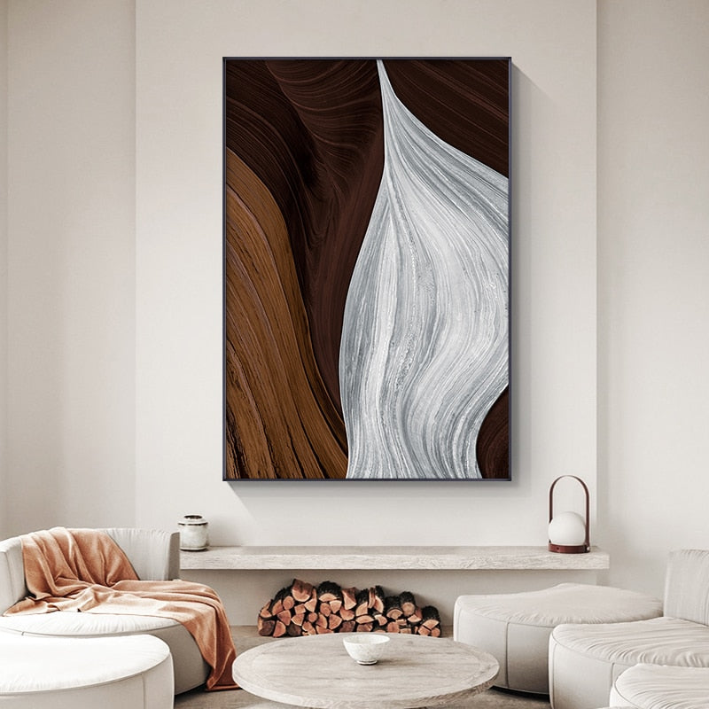 Abstract Dark Brown Paint Texture Canvas Art