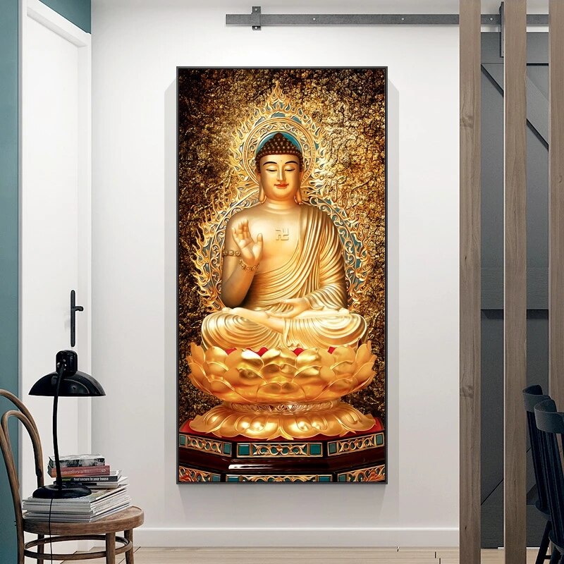 Golden Buddha Lotus Canvas Art