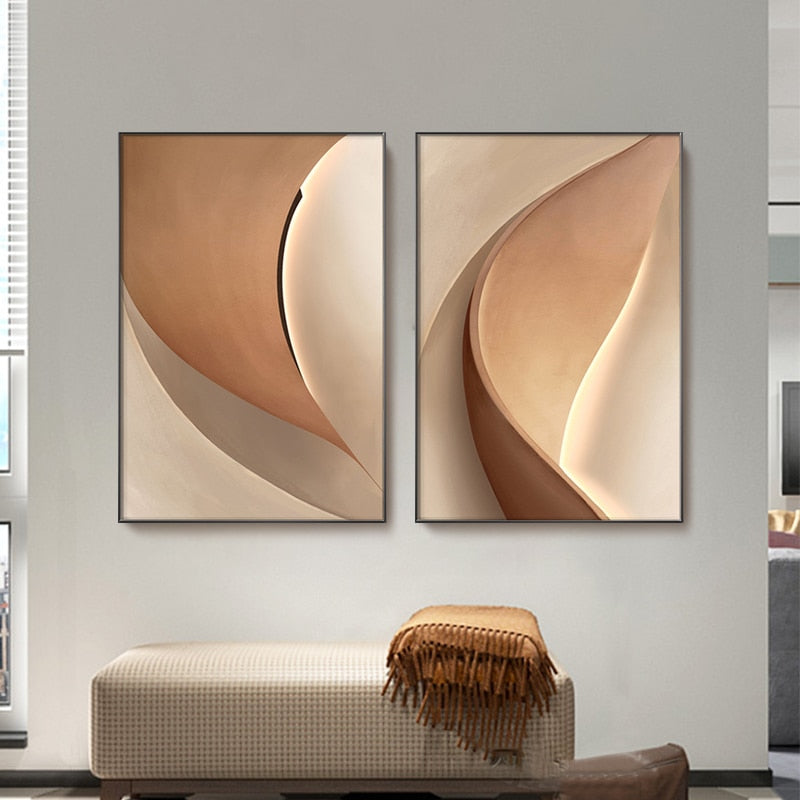 Abstract Luxurious Beige Canvas Art