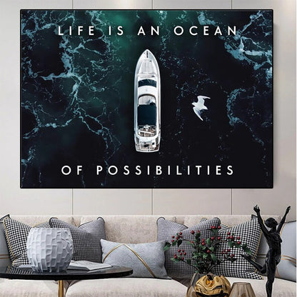 Life is an Ocean of Possibilities Motivational Canvas Art