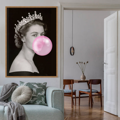 Queen Elizabeth II With Pink Balloon Canvas Art