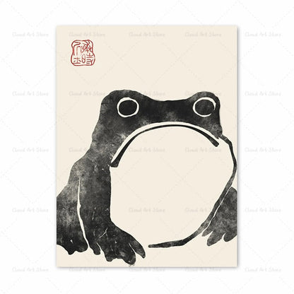 Japanese Frog Toad Wall Art Canvas