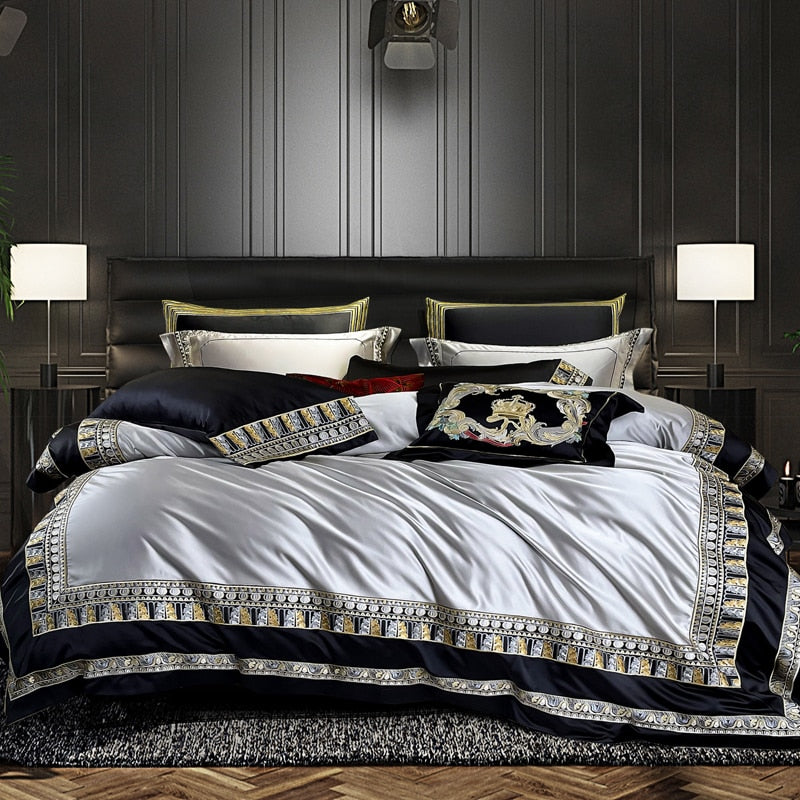 Charles Luxurious Silk Jacquard Duvet Cover Bedding Set