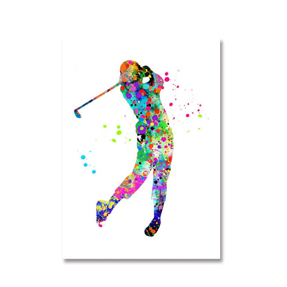 Woman Golf Watercolor Canvas