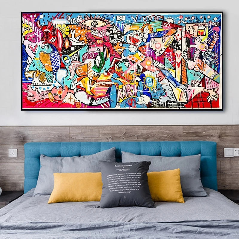 Picasso Cartoon Graffiti Canvas Art