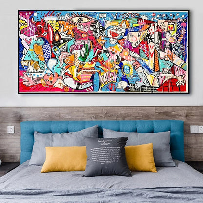 Picasso Cartoon Graffiti Canvas Art