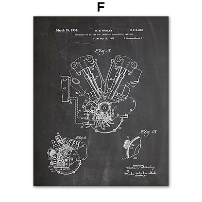 Motorcycle Parts Engine Canvas Art