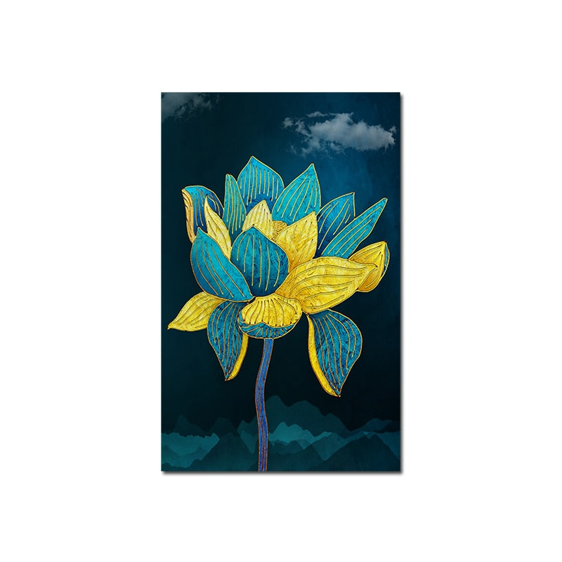 Turquoise Flower Abstract Canvas Art