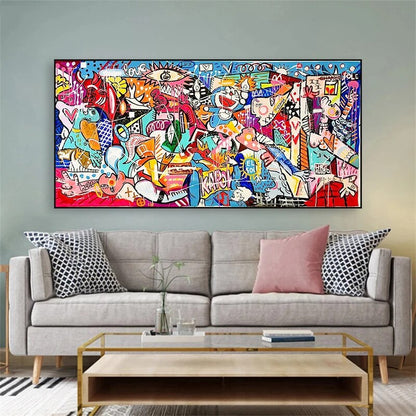 Picasso Cartoon Graffiti Canvas Art