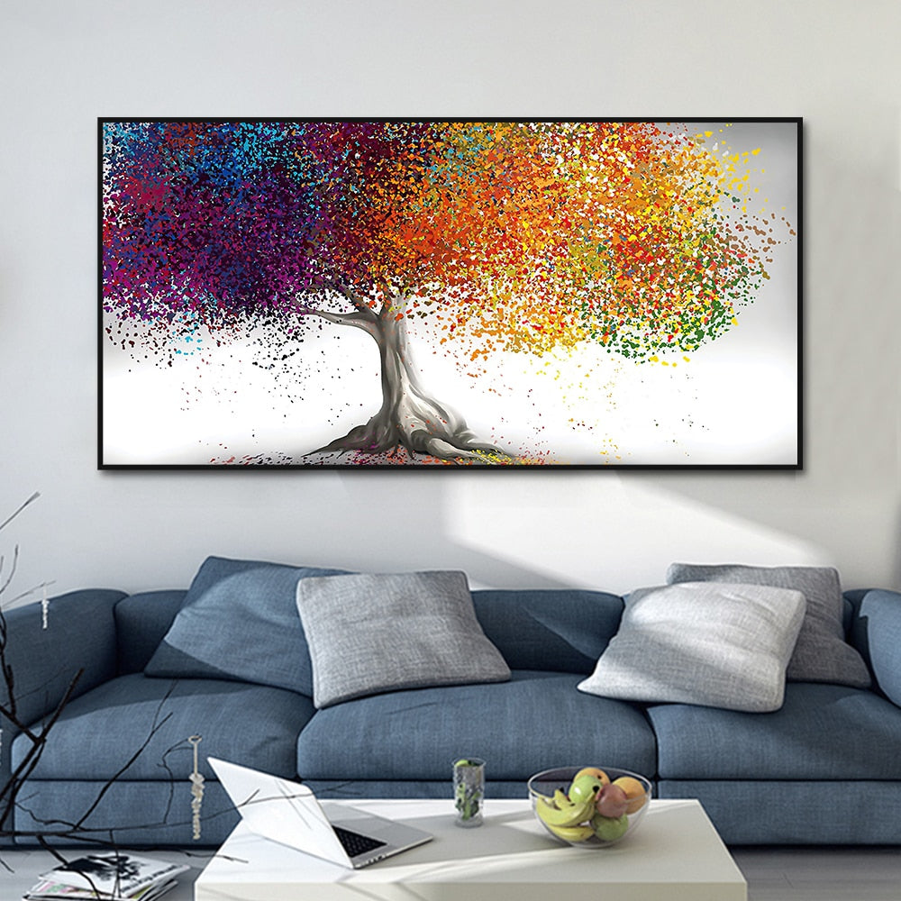 Abstract Colorful Tree Canvas Art