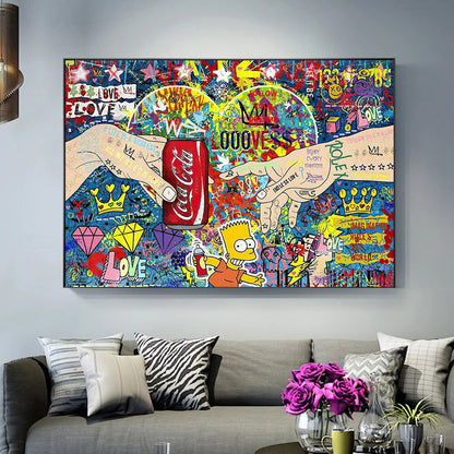 Graffiti The Creation Of Adam Cola Canvas Art