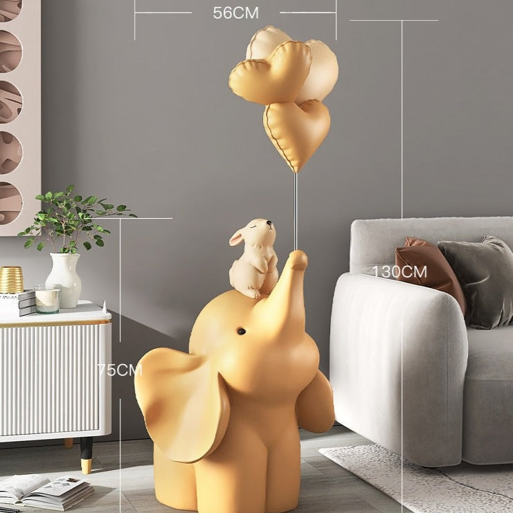 Elephant Bunny with Balloon Statue